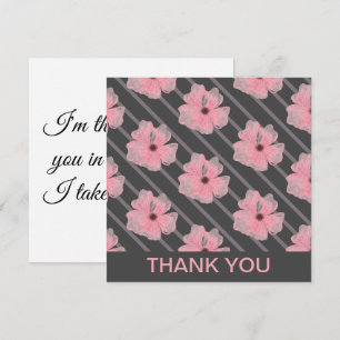 Tarjeta Personalizada Flores Rosadas y Rayas