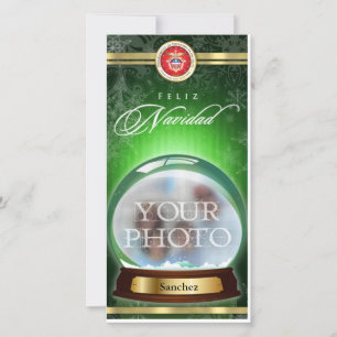 Tarjeta personalizada globo de la foto de la nieve