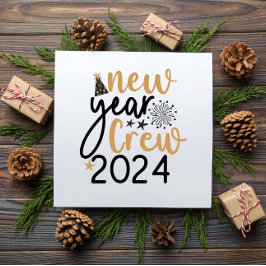 Tarjeta personalizada Golden & Black New Year Crew
