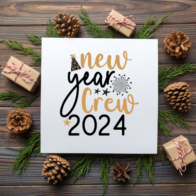 Tarjeta personalizada Golden & Black New Year Crew (Golden & Black New Year Crew personalized card)