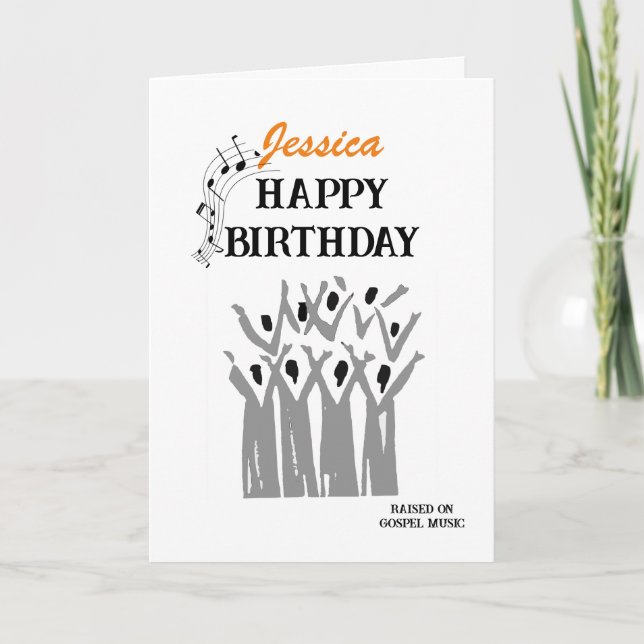 Tarjeta personalizada Gospel Music Happy Birthday (Anverso)