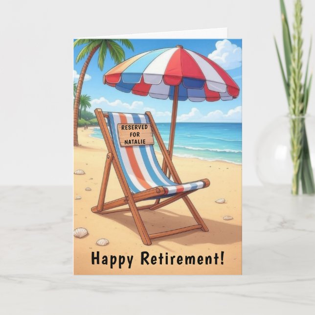 Tarjeta personalizada Happy Beach Retirement (Anverso)