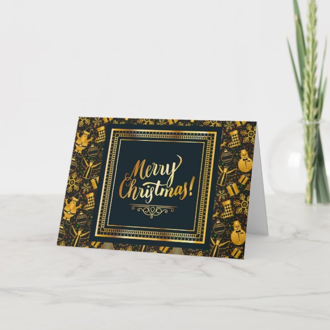 Tarjeta personalizada Merry Christmas Black and Go (Anverso)