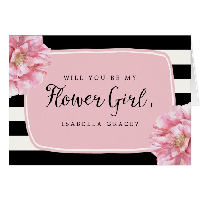 Tarjeta personalizada moda floral/rosa del (Anverso (Horizontal))