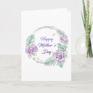 Tarjeta personalizada morada floral feliz Día de l