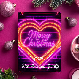 Tarjeta personalizada Neon Merry Christmas
