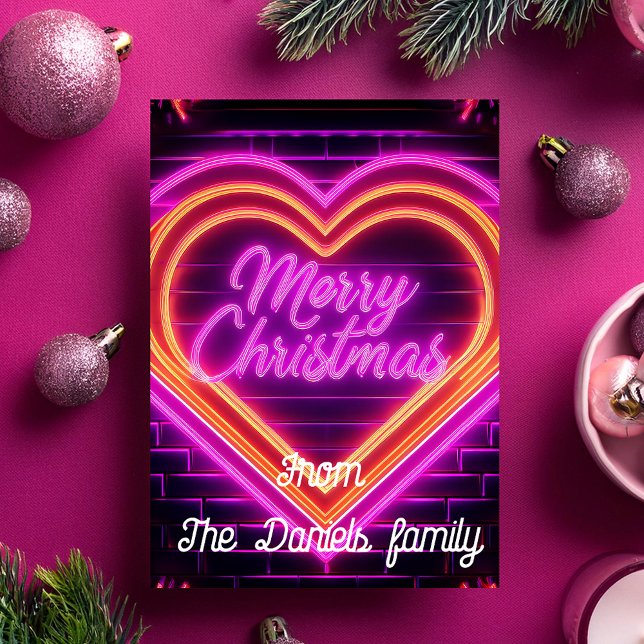 Tarjeta personalizada Neon Merry Christmas (Subido por el creador)