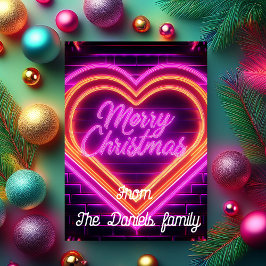 Tarjeta personalizada Neon Merry Christmas