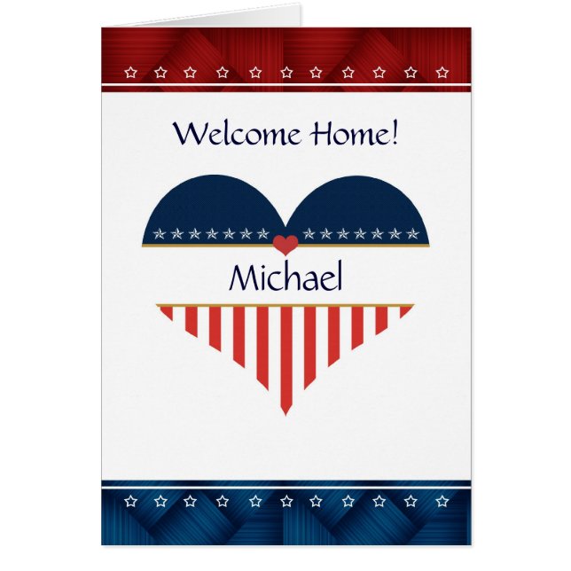 Tarjeta personalizada Patriotic Heart Welcome Home (Frente)