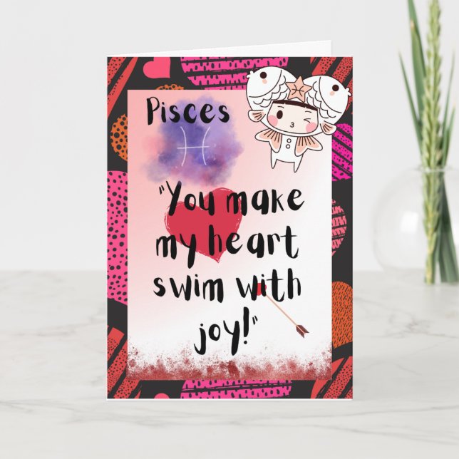 Tarjeta personalizada Pisces Zodiac Valentines (Anverso)