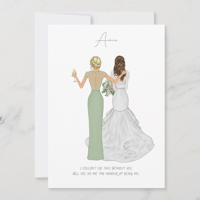 Tarjeta Personalizada ¿Quieres Ser Mi Dama de Hono (Anverso)
