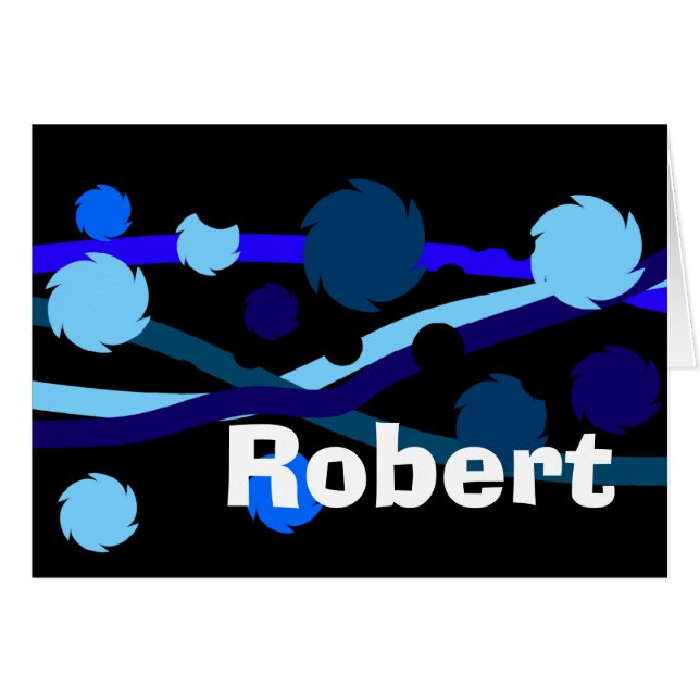 Tarjeta personalizada Robert azul y negro (Anverso (Horizontal))