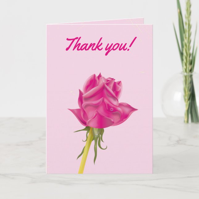 Tarjeta personalizada rosa de agradecimiento (Anverso)