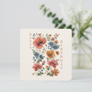 Tarjeta Personalizada Vintage Botanical Poppies