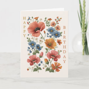 Tarjeta Personalizada Vintage Botanical Poppies