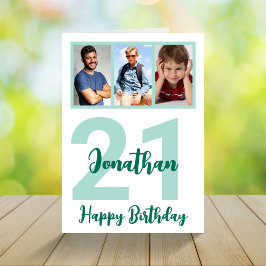 Tarjeta Personalizado 21º cumpleaños Collage de fotos de e