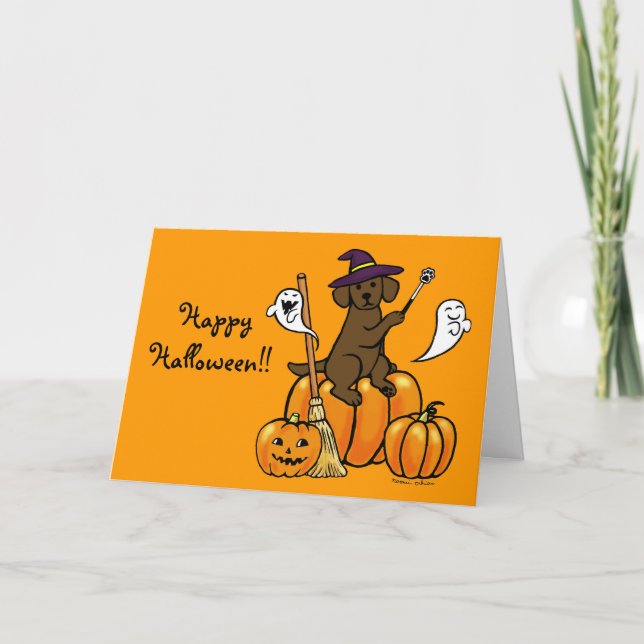 Tarjeta Personalizado 2 de Halloween Chocolate Labrador (Anverso)