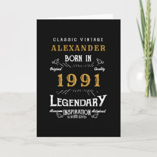 Tarjeta Personalizado 30 cumpleaños Nacido en 1991 Vintage