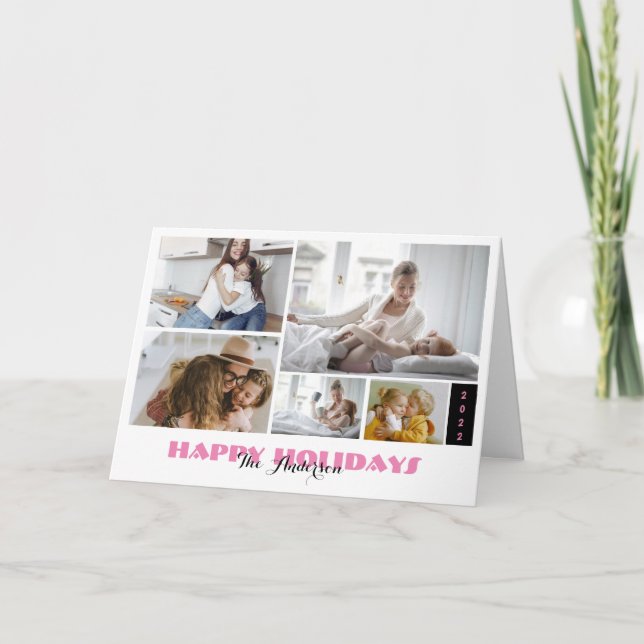 Tarjeta Personalizado 5 Vacaciones en Collage de fotos (Anverso)