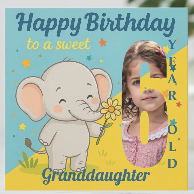 Tarjeta Personalizado 6 Elefante de Cumpleaños Dulce tu ta (Subido por el creador)