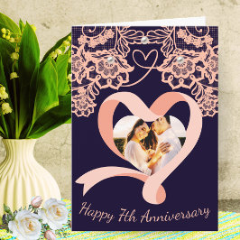Tarjeta Personalizado 7º Aniversario de Boda | Encaje de M