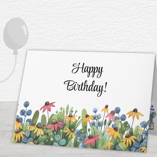 Tarjeta Personalizado, acuarela Flores silvestres feliz cu (Subido por el creador)