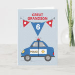 Tarjeta Personalizado Age Great Grandson 6º cumpleaños Pol<br><div class="desc">Esta tarjeta es una que se puede usar para un bisnieto de cualquier edad ya que la parte delantera incluye una opción de personalización. ¡Sólo cambia el número dentro de la bandera azul y luego está hecho! Puede hacer clic en el botón de pedido después de eso.</div>