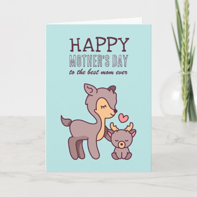Tarjeta Personalizado animal de ciervo feliz día de la mad (Anverso)