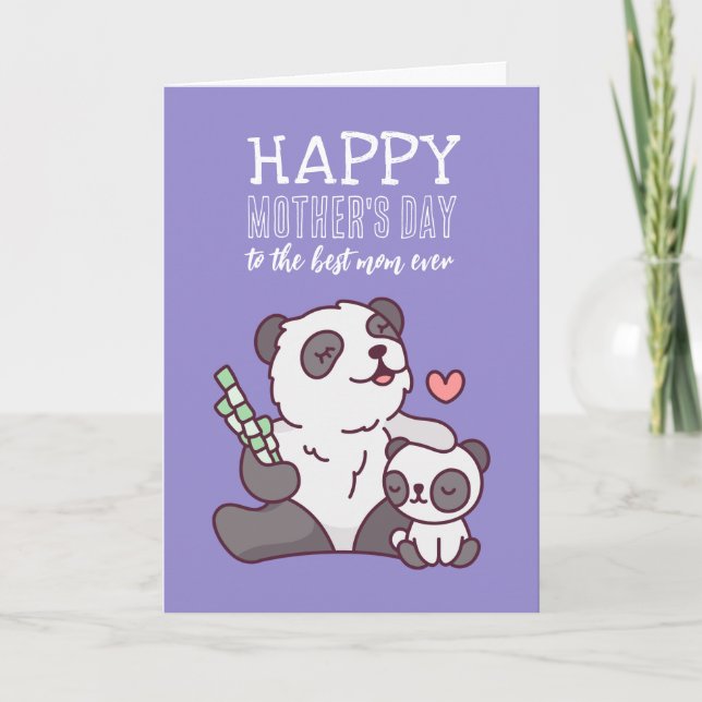 Tarjeta Personalizado animal de Cute Panda Feliz Día de la (Anverso)