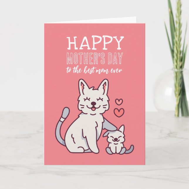 Tarjeta Personalizado animal de gato dulce mamá feliz día  (Anverso)