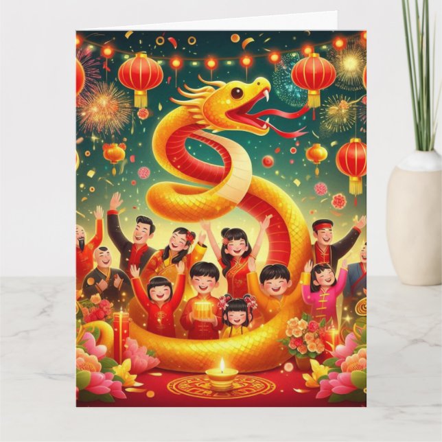 Tarjeta Personalizado Año Nuevo Chino Fiesta de serpientes (Anverso)
