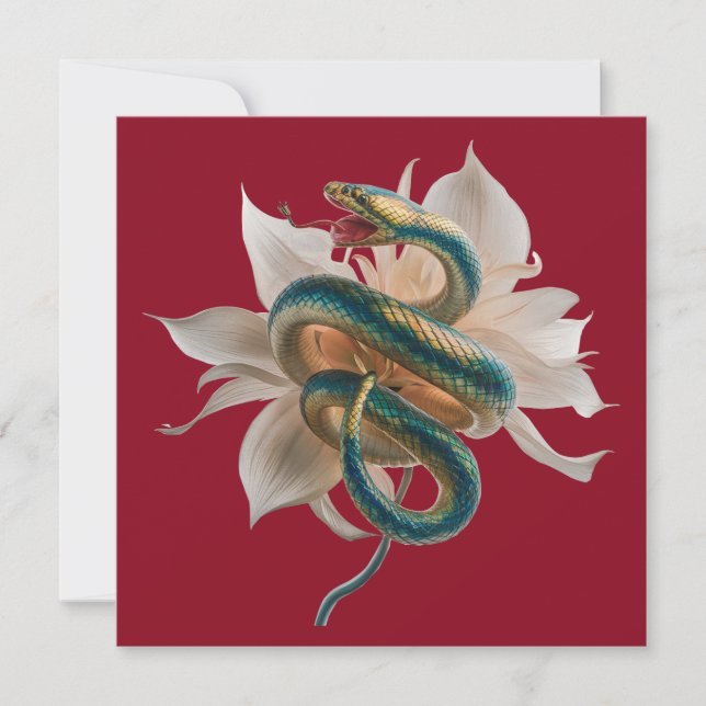 Tarjeta Personalizado Año Nuevo de la Serpiente Oro Rojo F (Anverso)