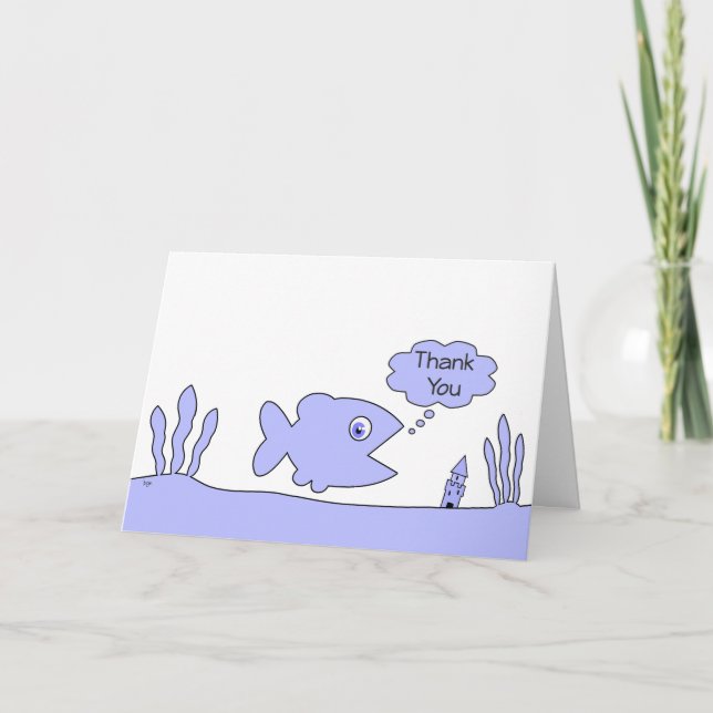 Tarjeta Personalizado Azul Cuidadoso Pescado Gracias Por C (Anverso)