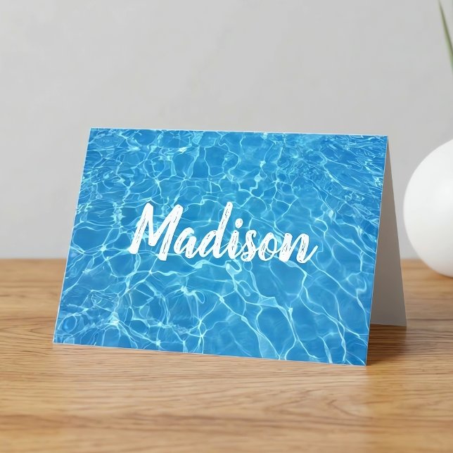 Tarjeta Personalizado azul del agua de la piscina de Guay (Personalized swimming pool greeting card for swimmers, swim coaches or pool professionals.)
