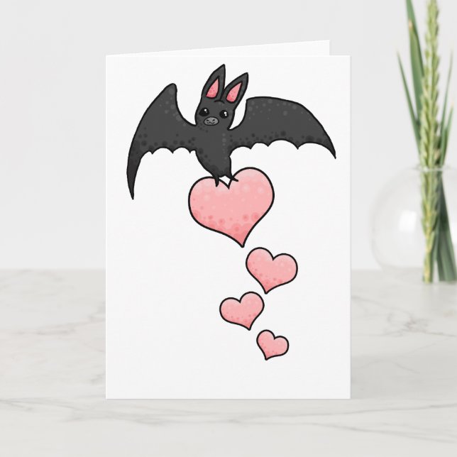 Tarjeta Personalizado Bat con corazones (Anverso)