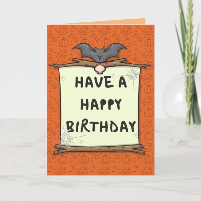 Tarjeta Personalizado Bat Halloween Birday Card (Anverso)