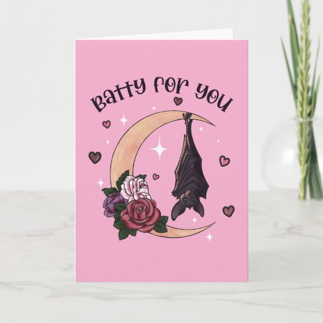 Tarjeta Personalizado Batty Para Valloween Valentine (Anverso)