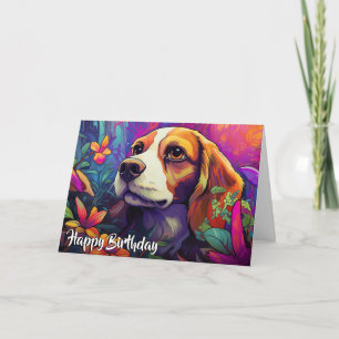 Tarjeta Personalizado Beagle en un Personalizado de jardín