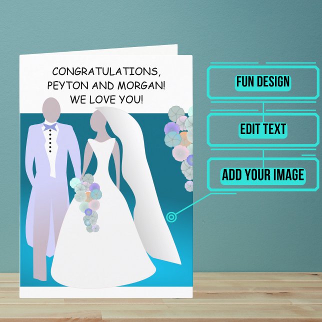Tarjeta Personalizado Blue Dream Wedding Day Felicitacione (Send your love and congratulations with a modern and unique twist.)