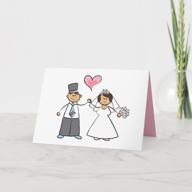 Tarjeta Personalizado Boda Pareja Novia y Groom Corazón Ro (Anverso)