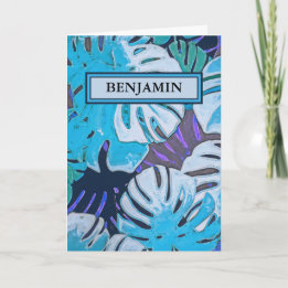 Tarjeta Personalizado botánico de la acuarela azul feliz c