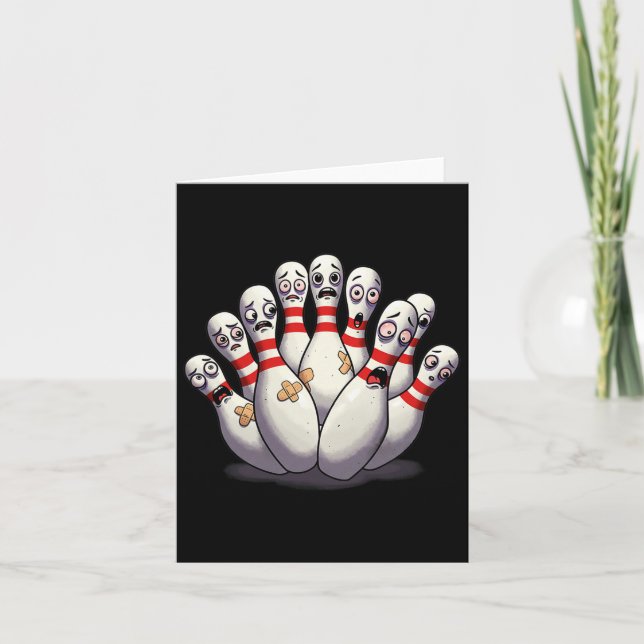 Tarjeta Personalizado Bowling Aterred Bowling Pins Funny S (Anverso)