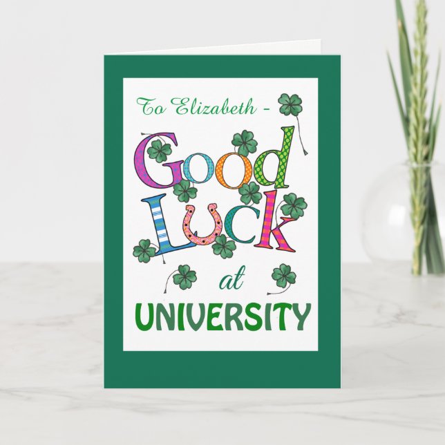 Tarjeta Personalizado Buena Suerte en la Universidad de cu (Anverso)