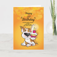 Tarjeta Personalizado Bull Terrier "Feliz cumpleañ