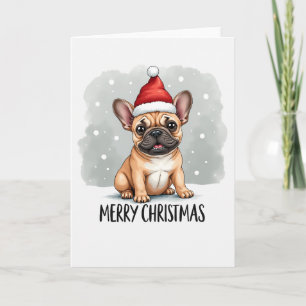 Tarjeta Personalizado  Bulldog francés en Santa Hat Navida