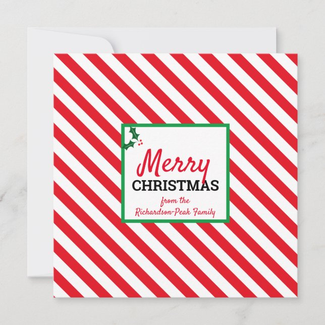 Tarjeta Personalizado Candy Cane Stripes para navi (Anverso)
