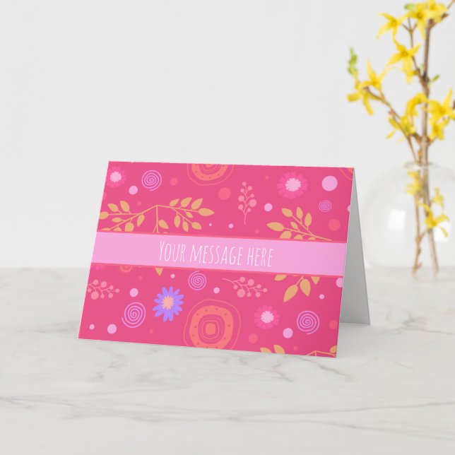 Tarjeta Personalizado caprichoso flor rosa inespiritualida (flor amarilla)
