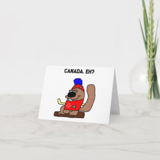 Tarjeta Personalizado castor de hockey en camiseta de hoja