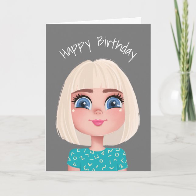 Tarjeta Personalizado Chica De La Rubia De Cumpleaños En G (Anverso)