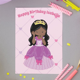 Tarjeta Personalizado Chica de princesa afroamericana